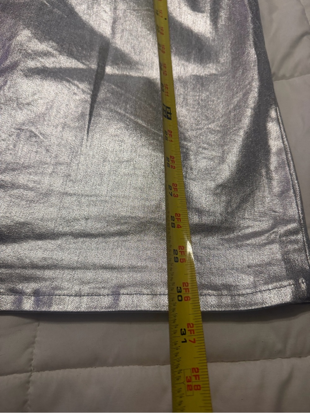 Metallic Silver High-Waist Pencil Skirt - Picture 6 of 10